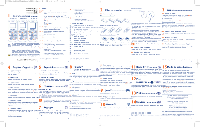 Page 1 de la notice Mode d'emploi Alcatel One Touch 113