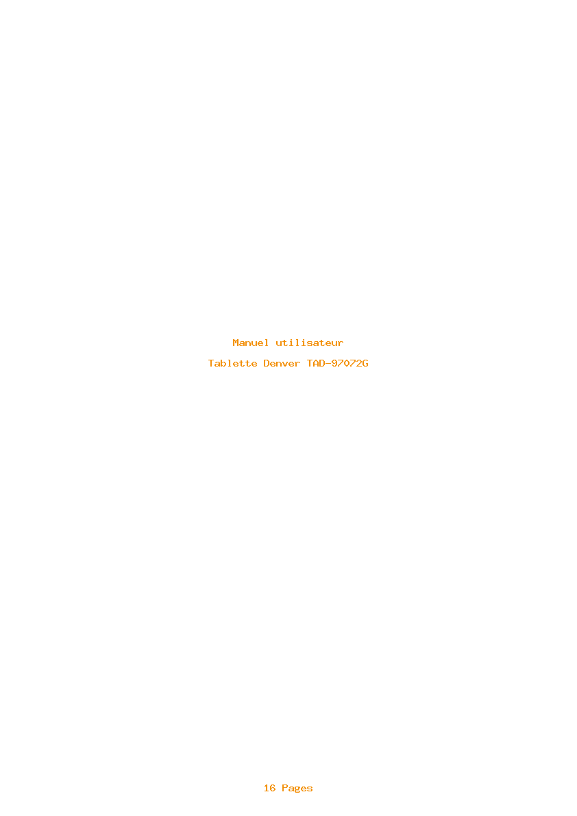 Page 1 de la notice Manuel utilisateur Denver TAD-97072G