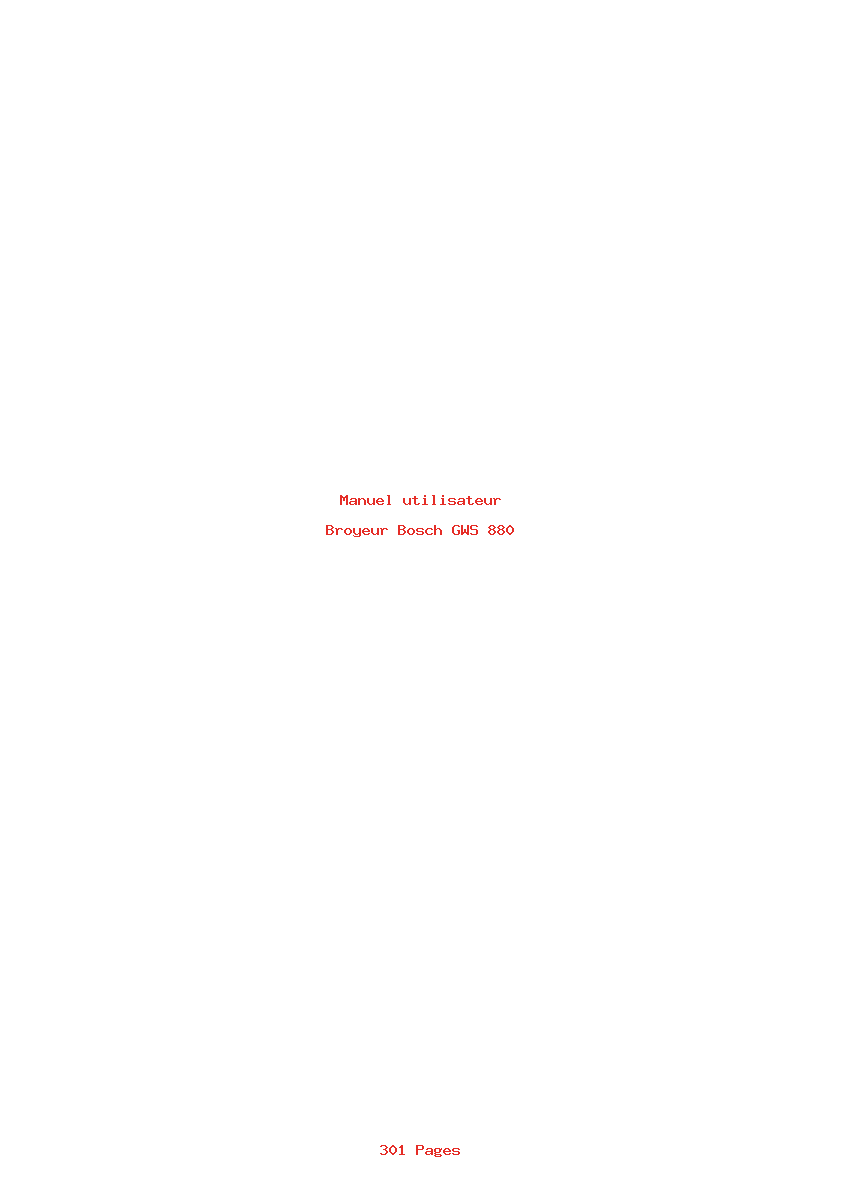 Page 1 de la notice Manuel utilisateur Bosch GWS 880