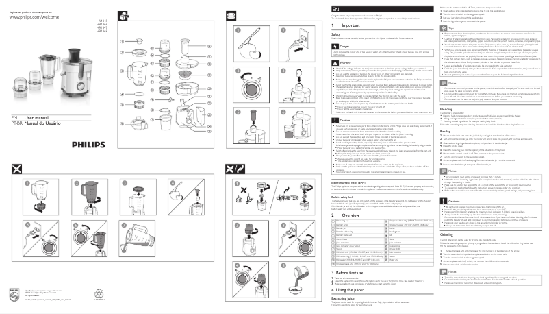 Page 1 de la notice Manuel utilisateur Philips Walita Viva Collection RI1845