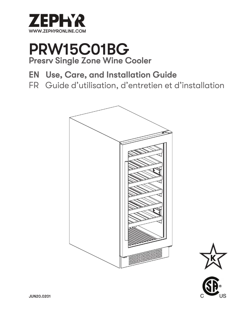 Página 1 del manual Manual de usuario Zephyr Presrv PRW15C01BG