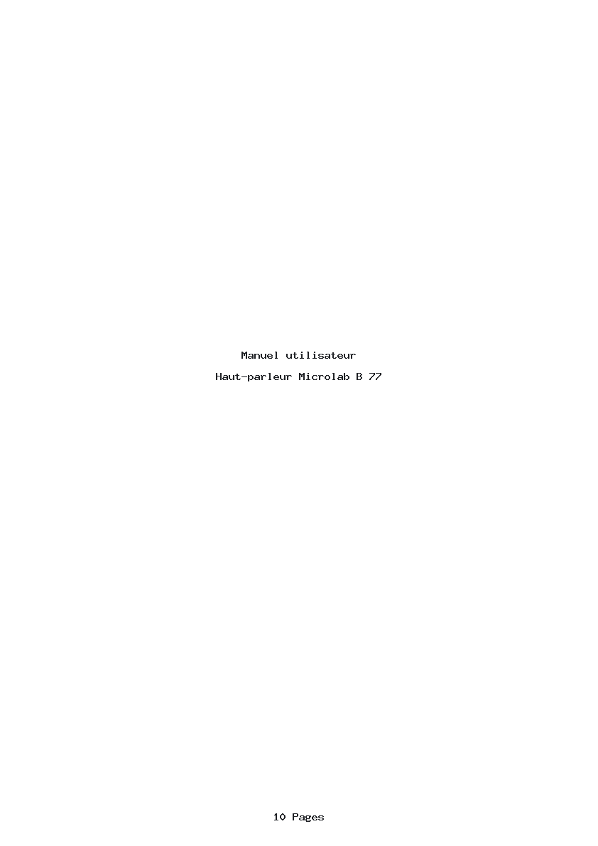 Page 1 de la notice Manuel utilisateur Microlab B 77