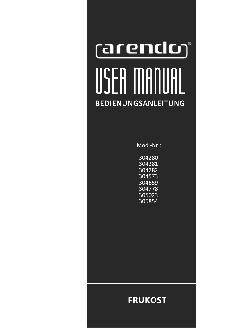 Page 1 de la notice Manuel utilisateur Arendo Frukost 304659