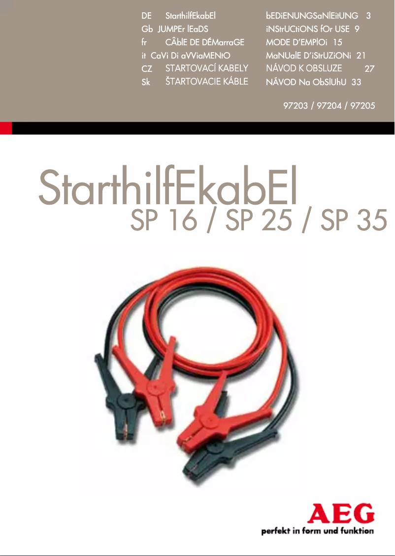 Page 1 de la notice Manuel utilisateur AEG SP 35