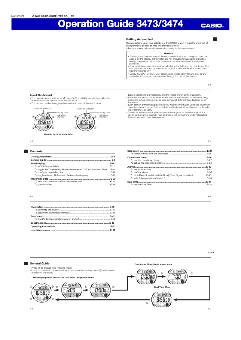 Page 1 de la notice Manuel utilisateur Casio WS-1100H-2AVEF