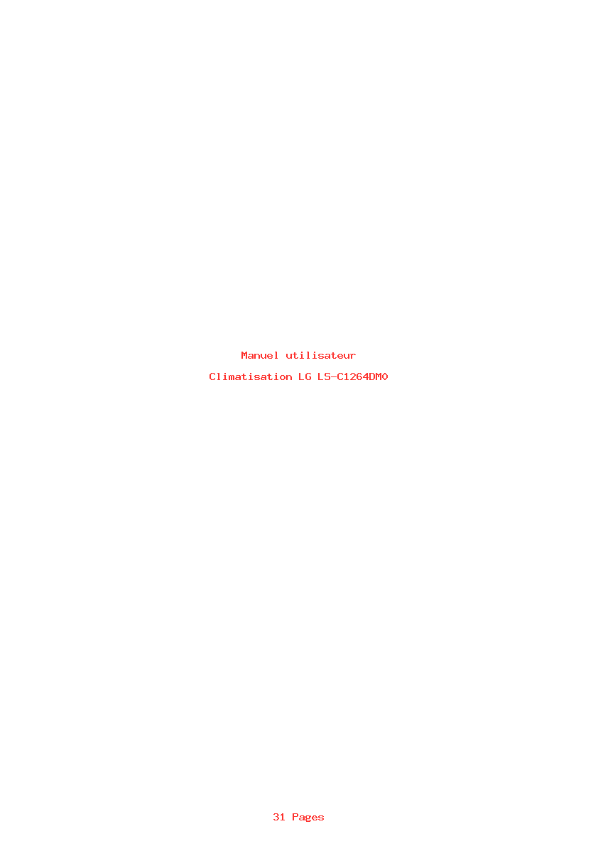 Page 1 de la notice Manuel utilisateur LG LS-C1264DM0