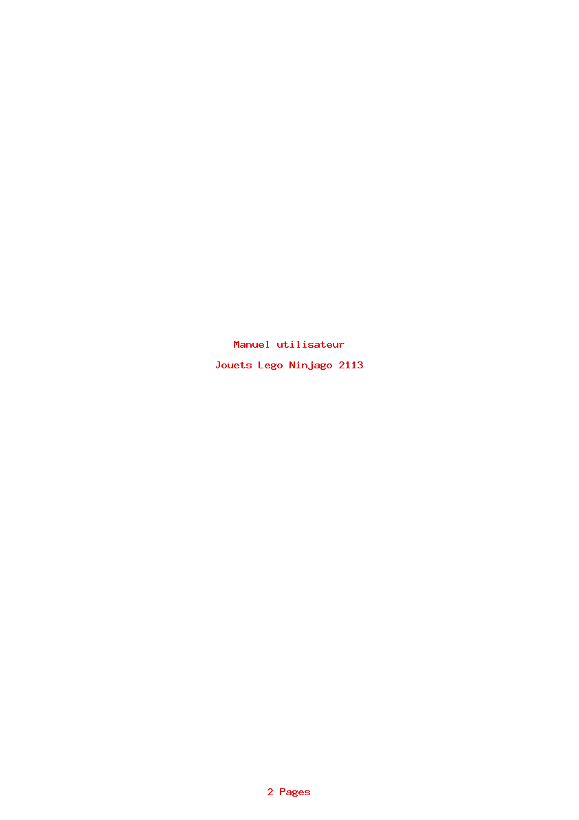 Page 1 de la notice Manuel utilisateur Lego Ninjago 2113