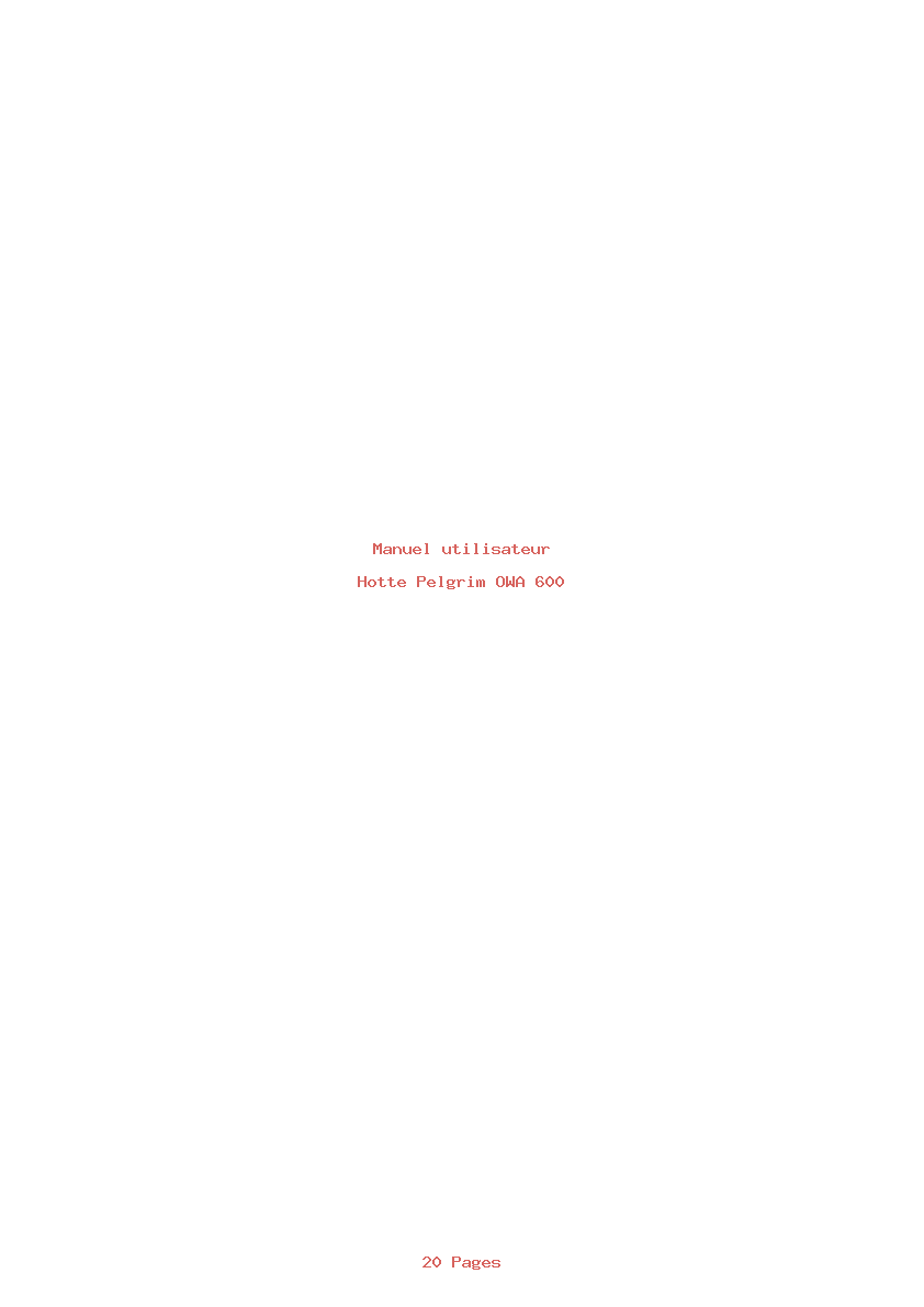 Page 1 de la notice Manuel utilisateur Pelgrim OWA 600