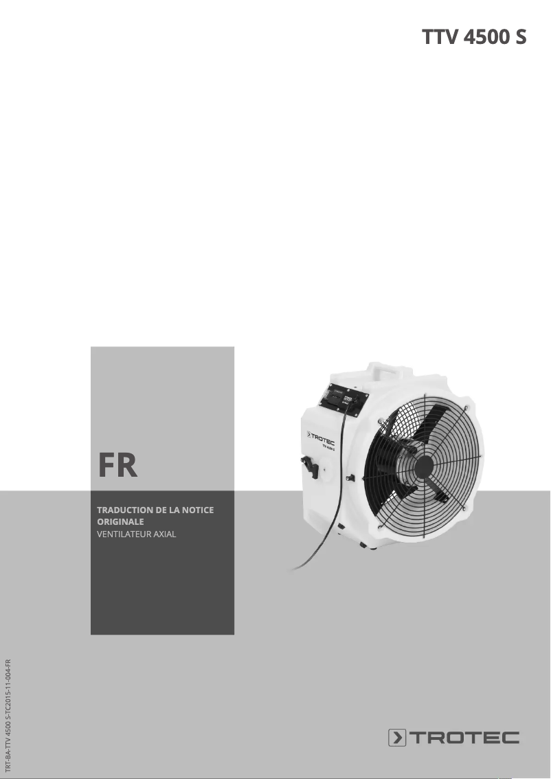 Page 1 de la notice Manuel utilisateur Trotec TTV 4500 S