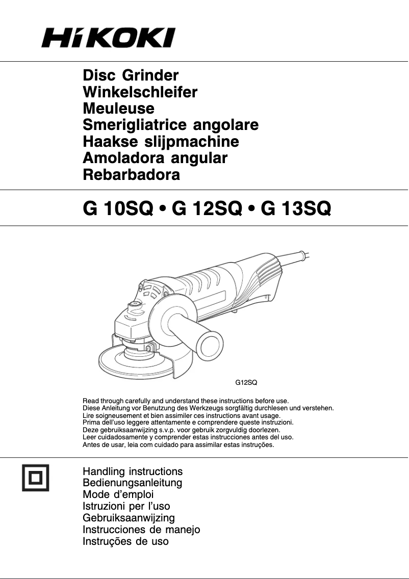 Page 1 of the manual User Manual HiKOKI G 10SQ