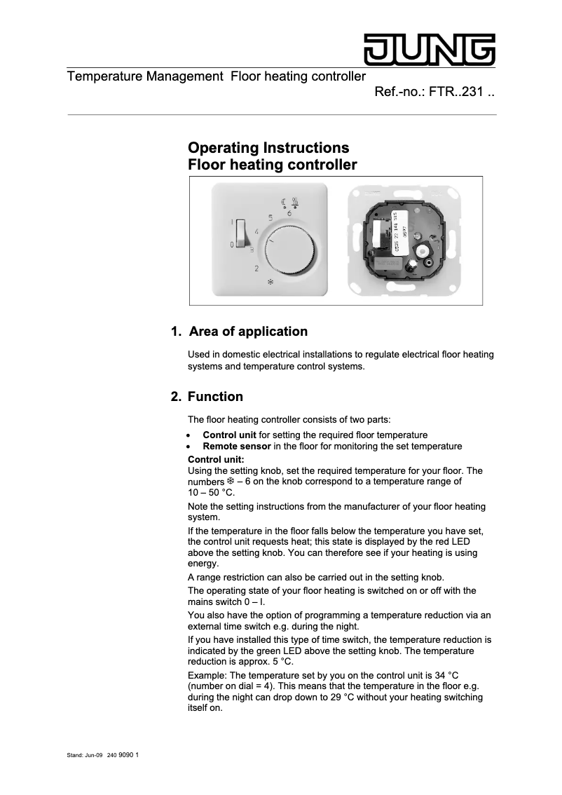 Page 1 de la notice Manuel utilisateur JUNG FTRSL231