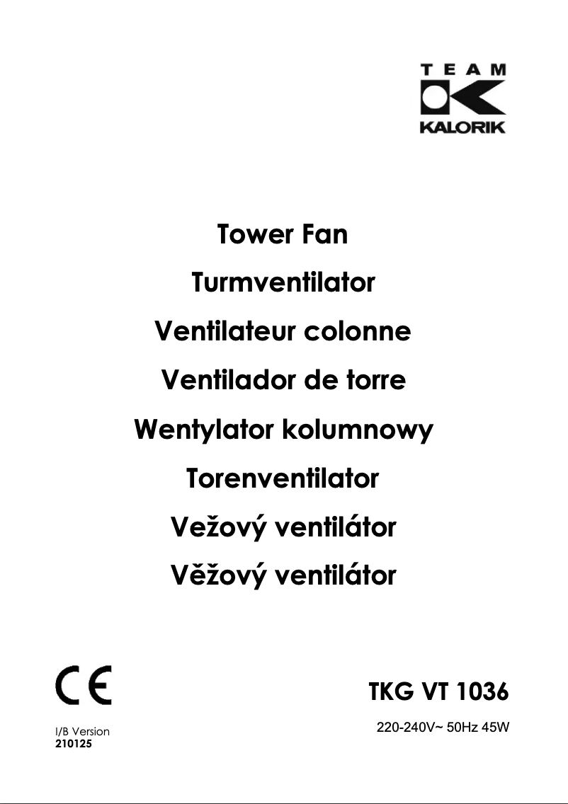 Page 1 de la notice Manuel utilisateur Kalorik TKG VT 1036