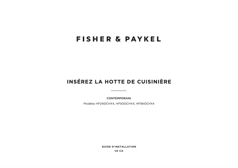 Page 1 de la notice Guide d'installation Fisher & Paykel HP30IDCHX4