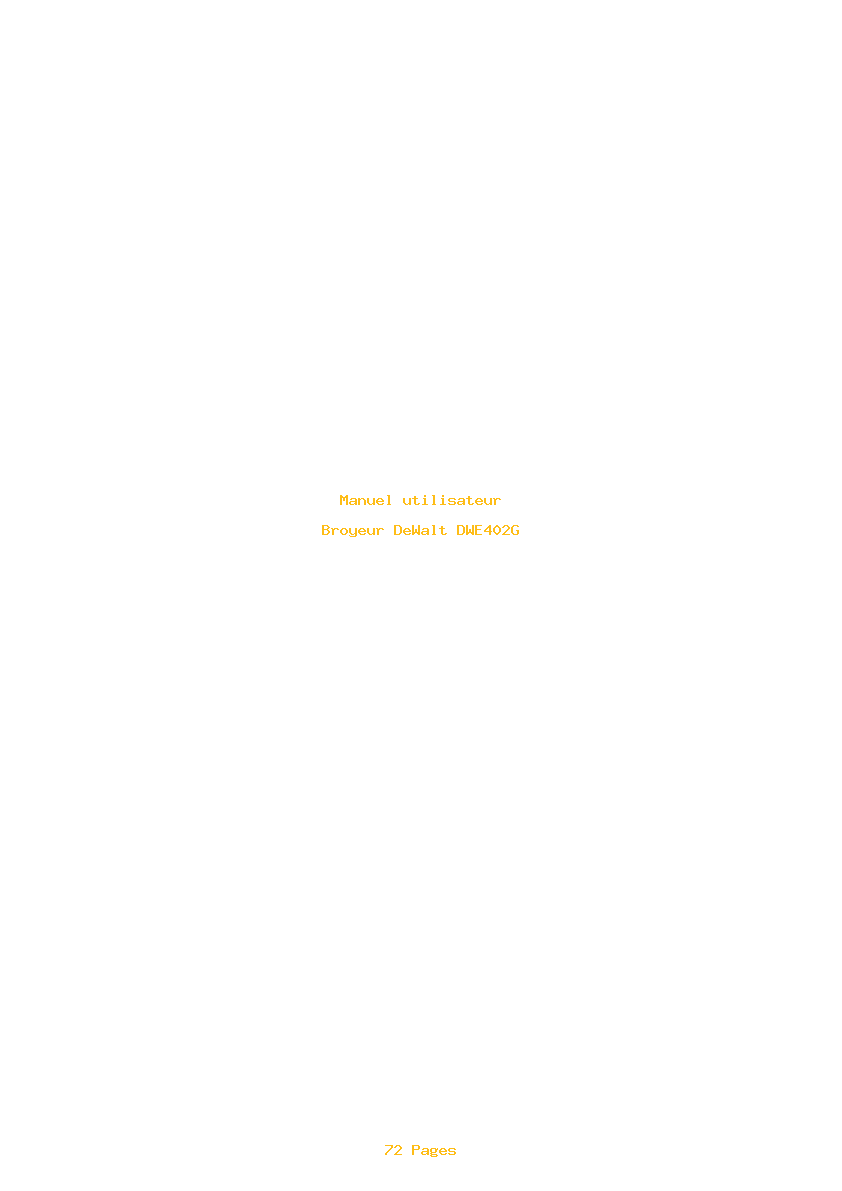 Page 1 de la notice Manuel utilisateur DeWalt DWE402G
