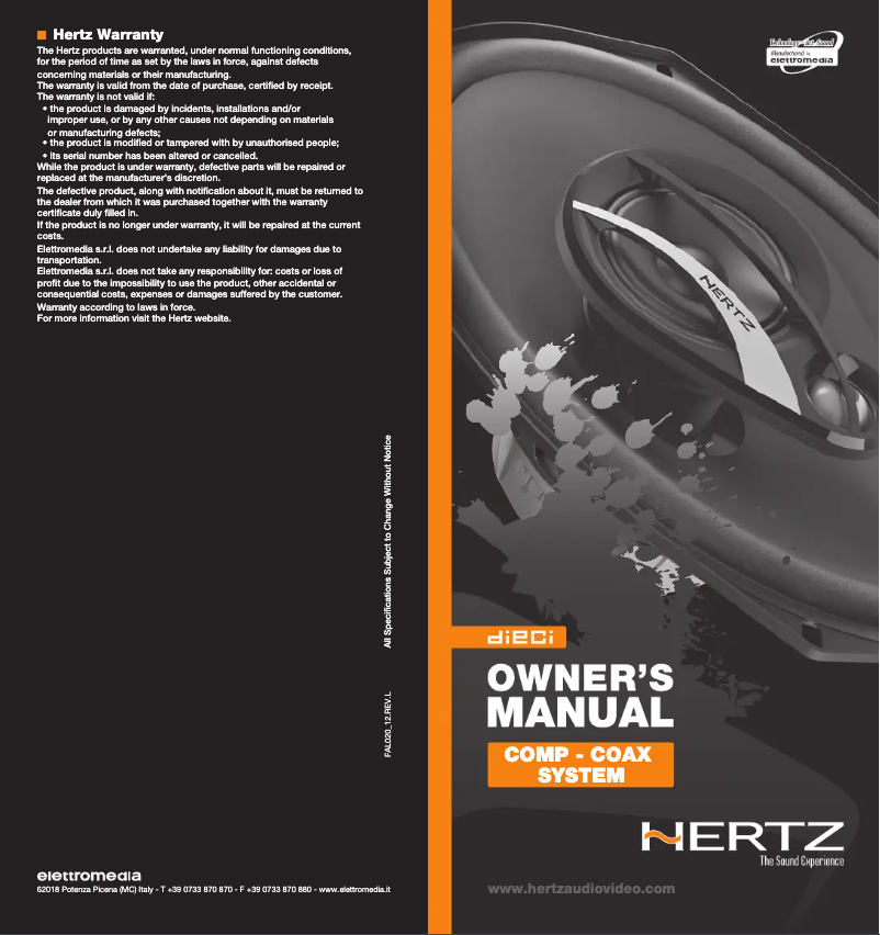 Página 1 del manual Manual de usuario Hertz Dieci DCX 100.3