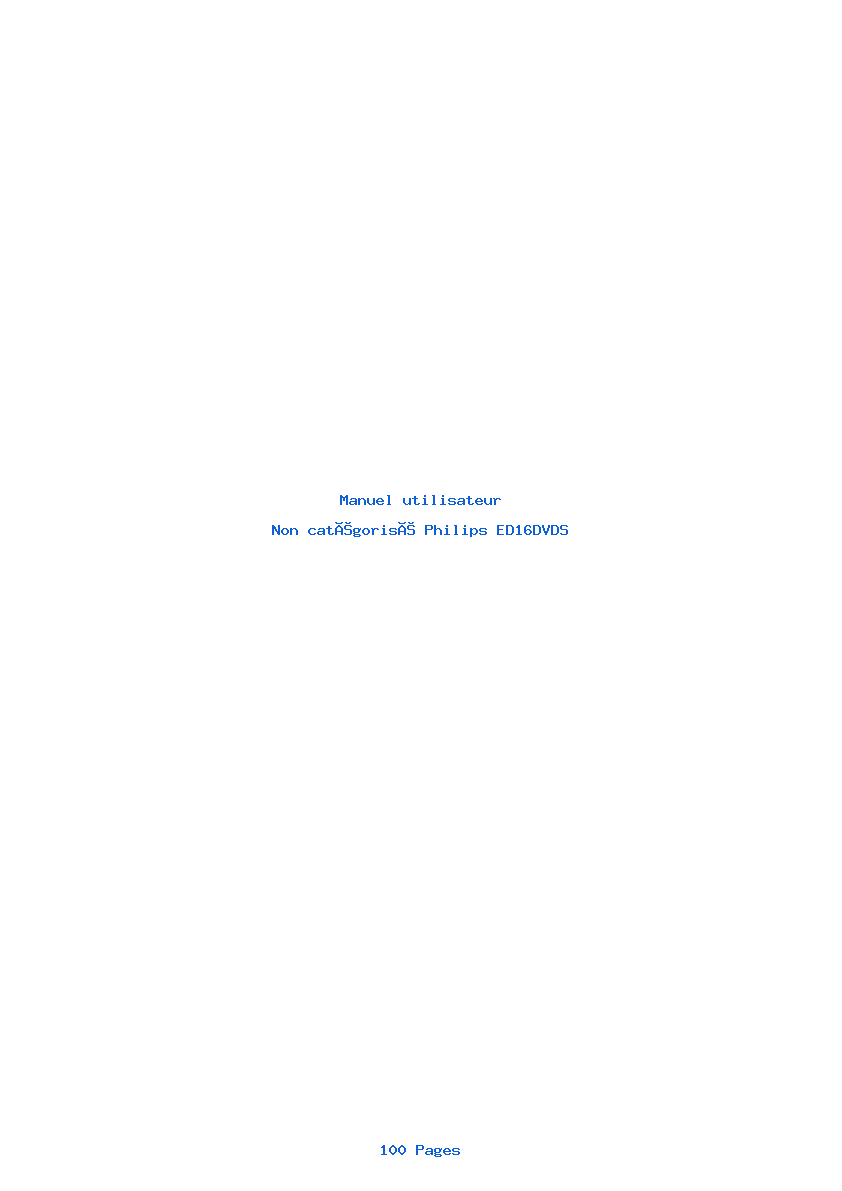 Page 1 de la notice Manuel utilisateur Philips ED16DVDS