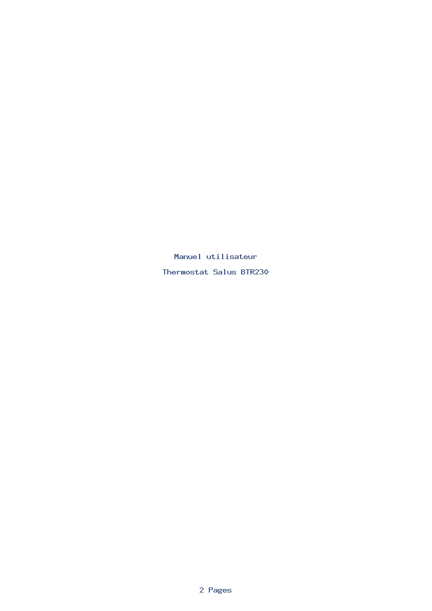 Page 1 de la notice Manuel utilisateur Salus BTR230