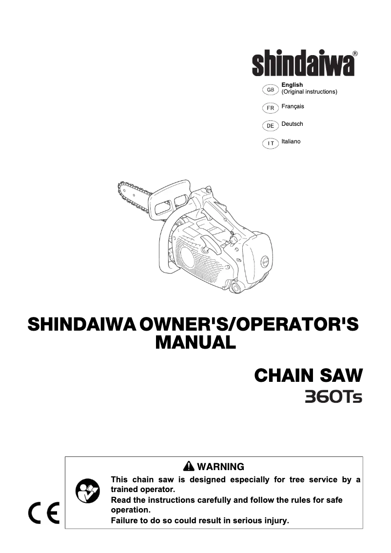 Page 1 de la notice Manuel utilisateur Shindaiwa 360TS