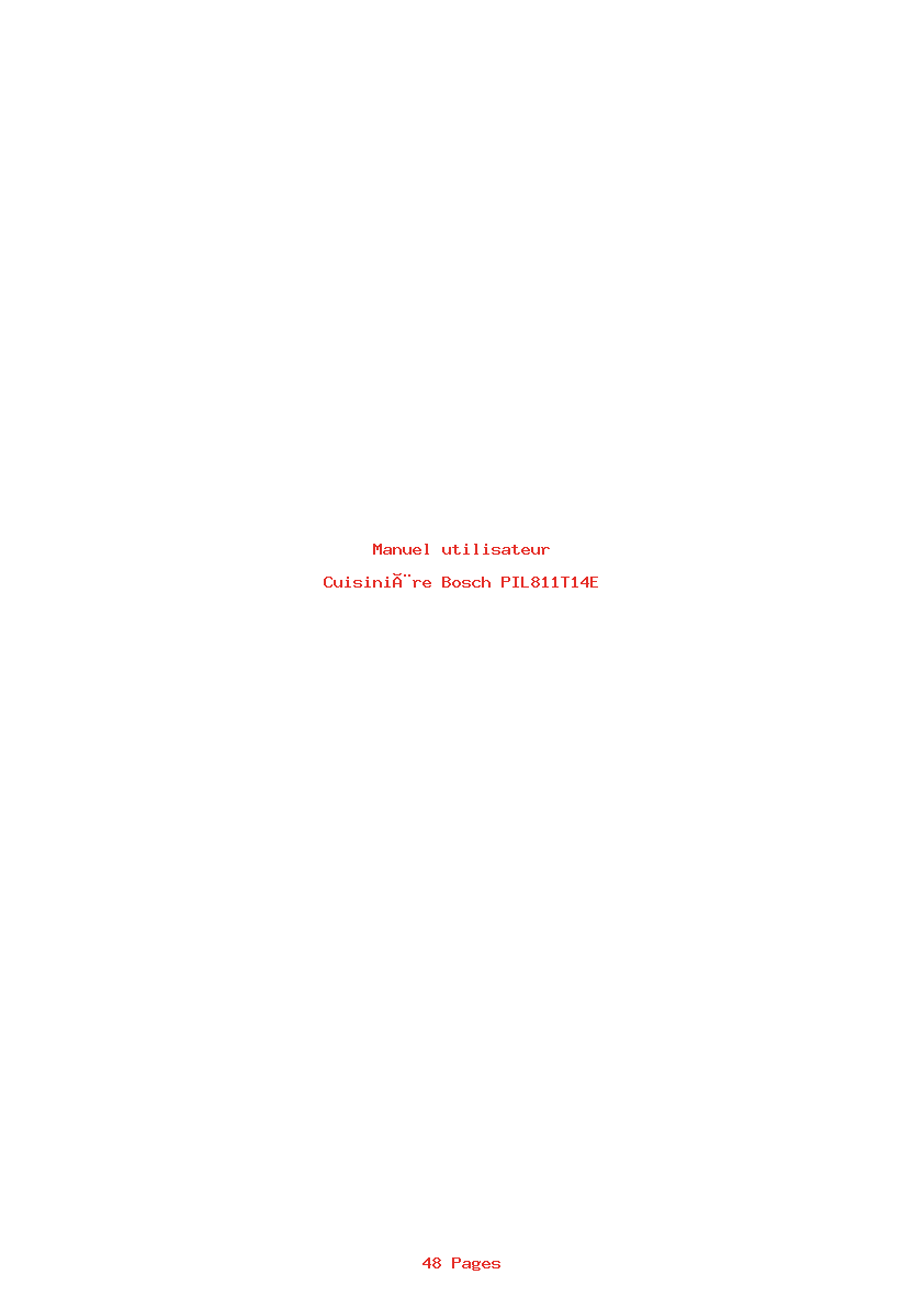 Page 1 de la notice Manuel utilisateur Bosch PIL811T14E