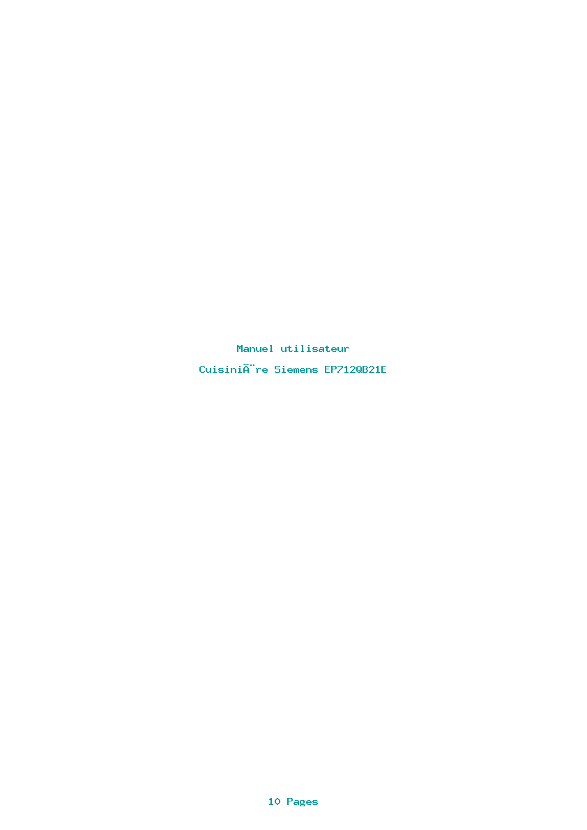 Page 1 de la notice Manuel utilisateur Siemens EP712QB21E