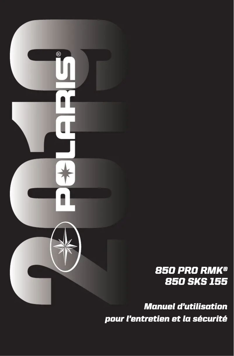 Page 1 de la notice Manuel utilisateur Polaris 850 SKS 155 (2019)