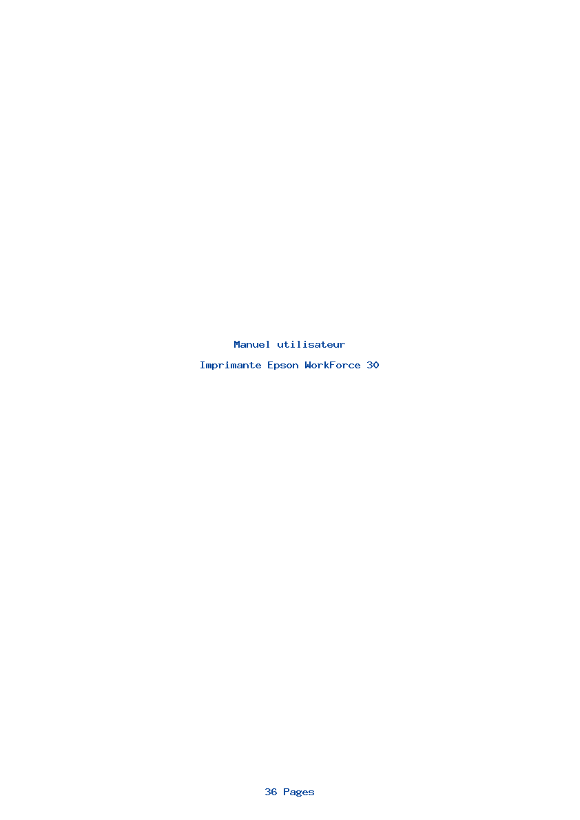 Page 1 de la notice Manuel utilisateur Epson WorkForce 30