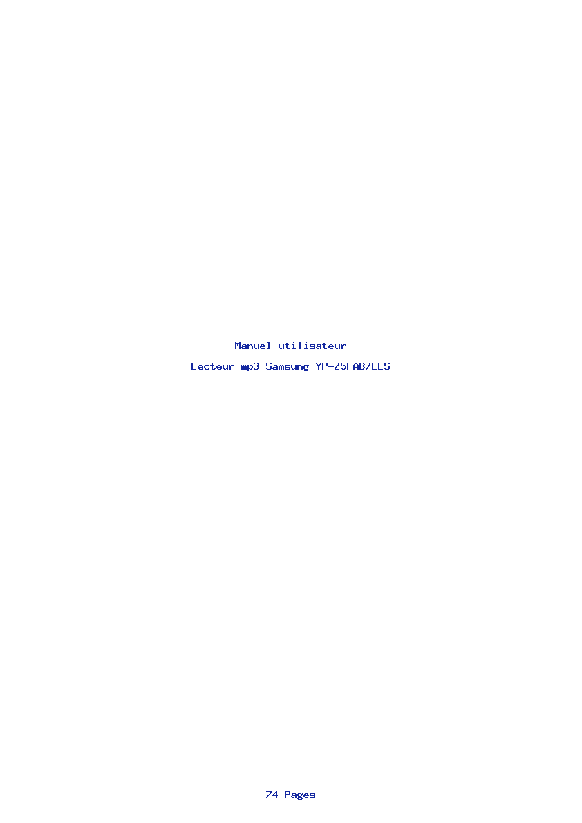 Page 1 de la notice Manuel utilisateur Samsung YP-Z5FAB/ELS