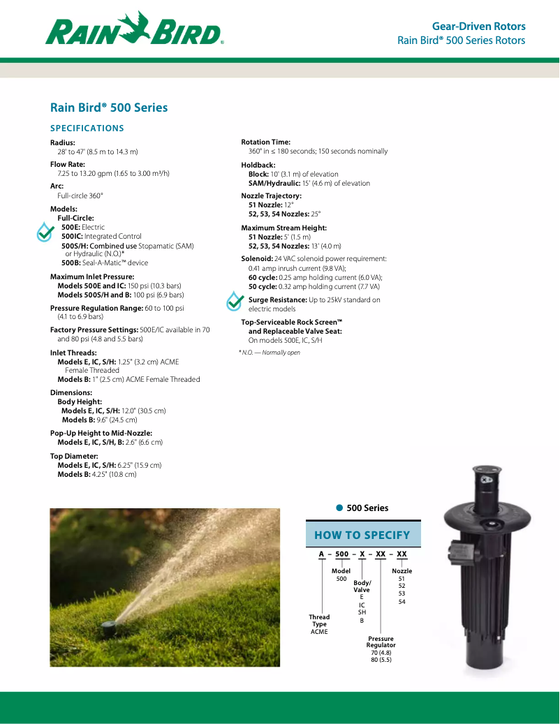 Page 1 de la notice Manuel utilisateur Rain Bird 500