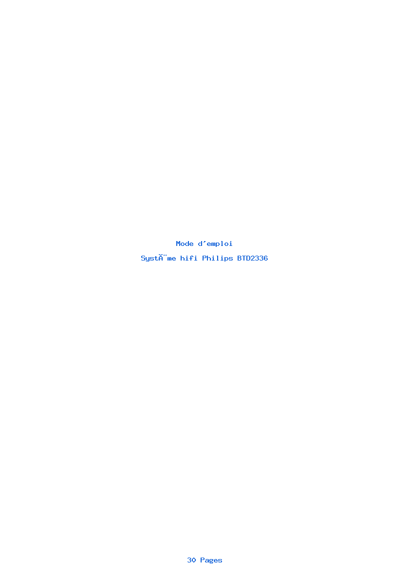 Page 1 de la notice Mode d'emploi Philips BTD2336