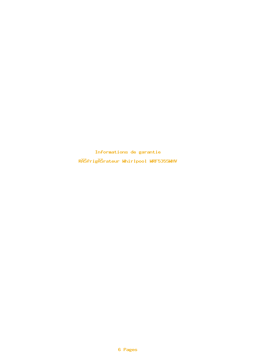 Image de la première page du manuel de l'appareil WRF535SWHV