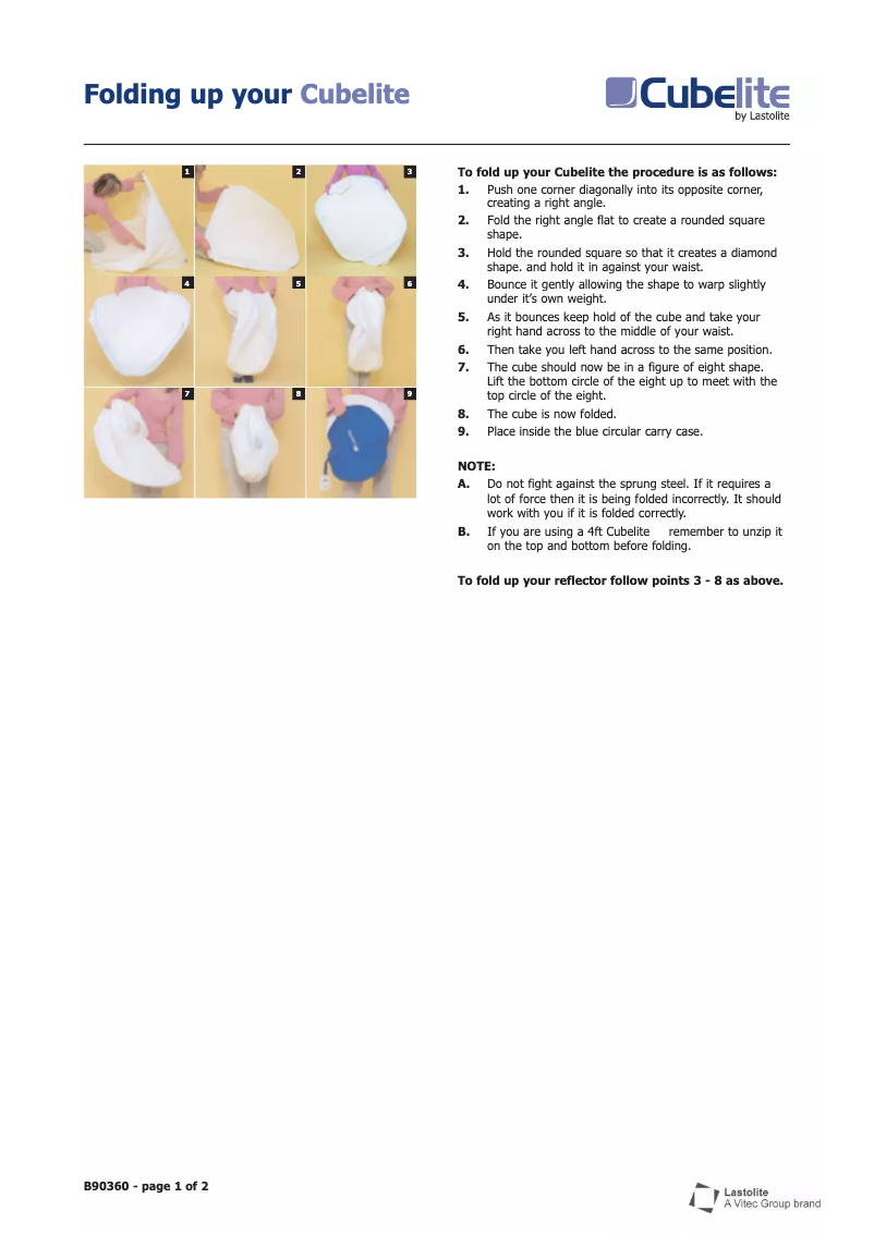 Page 1 of the manual User Manual Lastolite LL LR2486