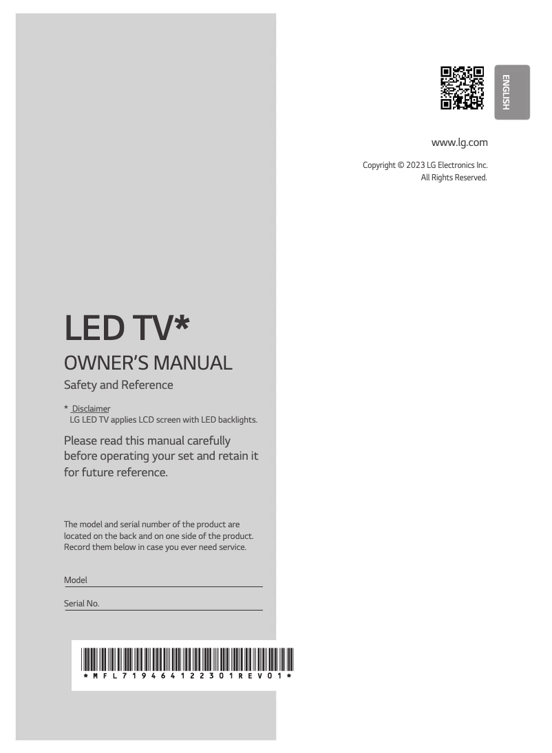 Page 1 of the manual User Manual LG 55QNED75SRA