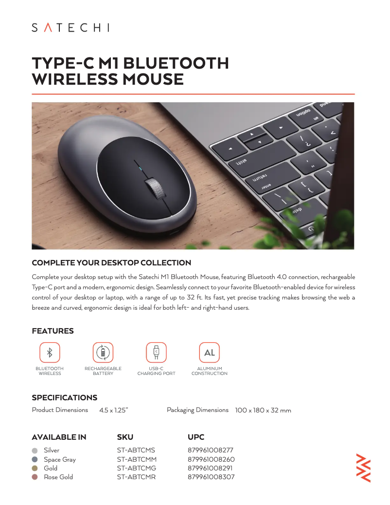 Page 1 de la notice Fiche technique Satechi M1