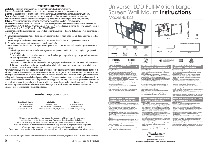 Page 1 de la notice Manuel utilisateur Manhattan 461221