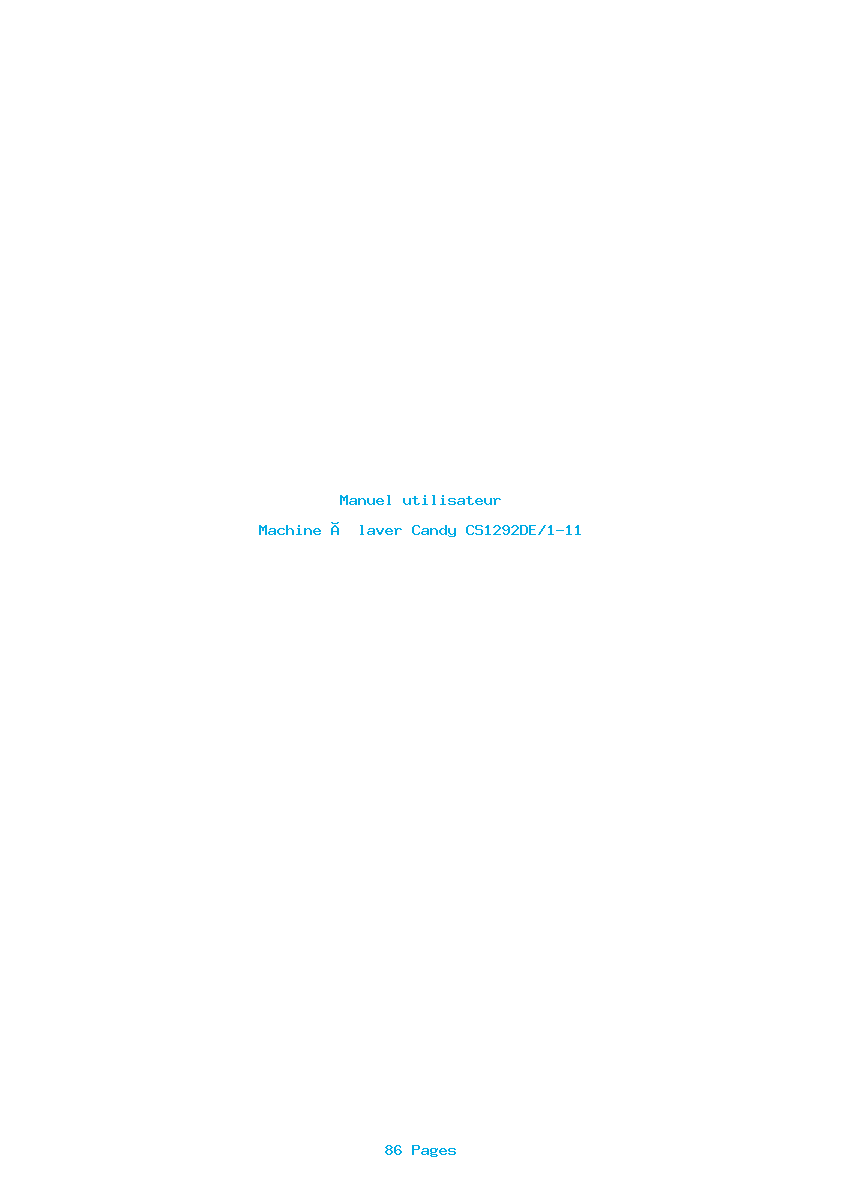 Page 1 de la notice Manuel utilisateur Candy CS1292DE/1-11
