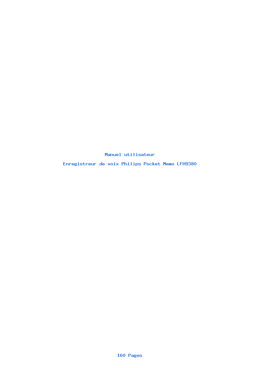 Page 1 de la notice Manuel utilisateur Philips Pocket Memo LFH9380