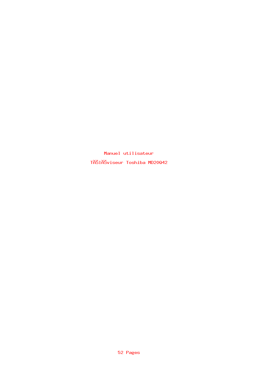 Page 1 de la notice Manuel utilisateur Toshiba MD20Q42