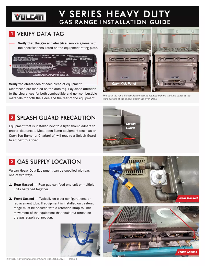 Page 1 de la notice Guide d'installation Vulcan V6B36C