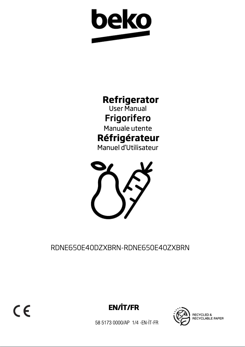 Page 1 de la notice Manuel utilisateur Beko RDNE650E40DZXBRN