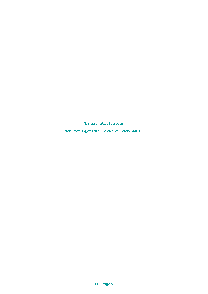 Page 1 de la notice Manuel utilisateur Siemens SN258W06TE