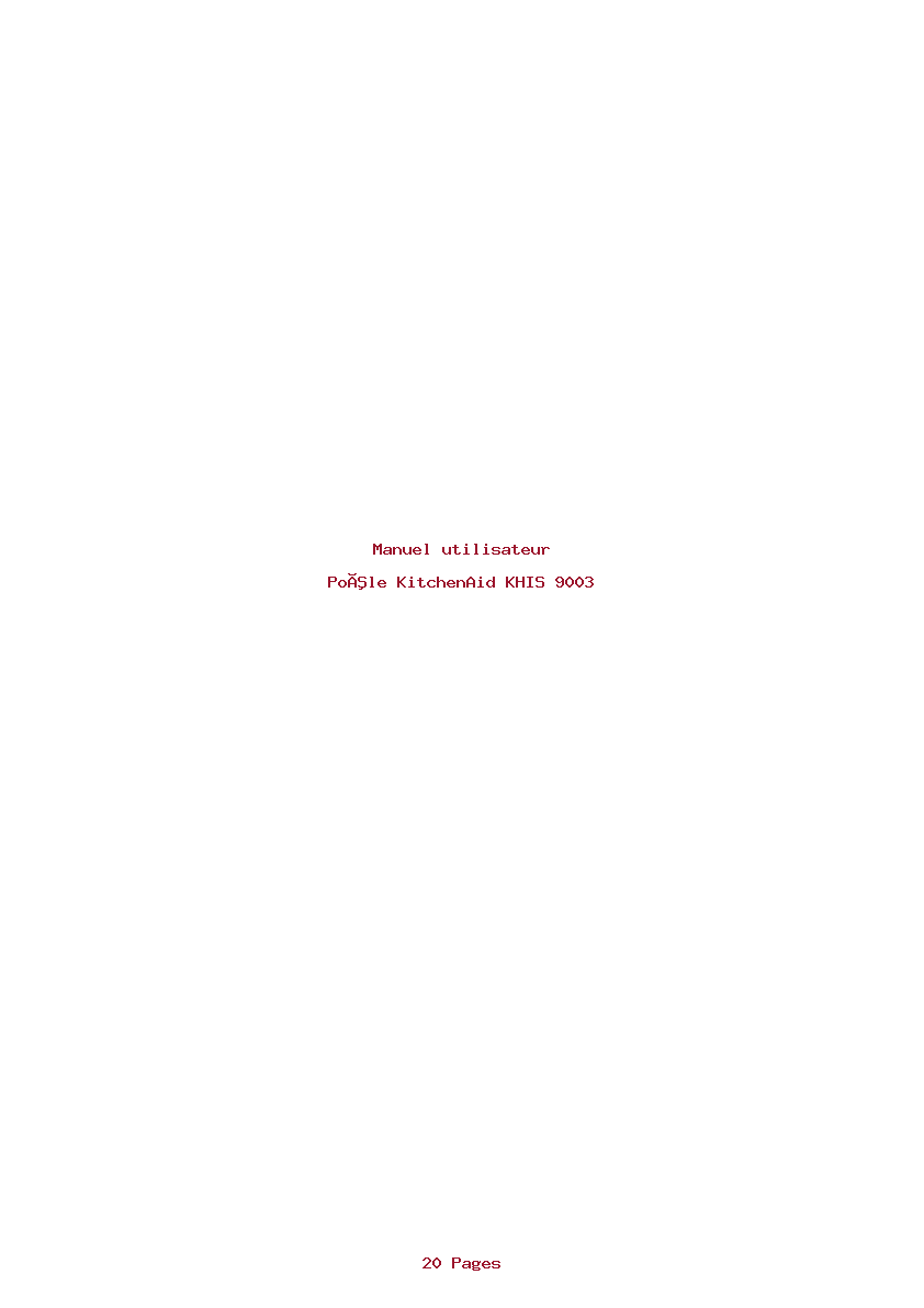Page 1 de la notice Manuel utilisateur KitchenAid KHIS 9003