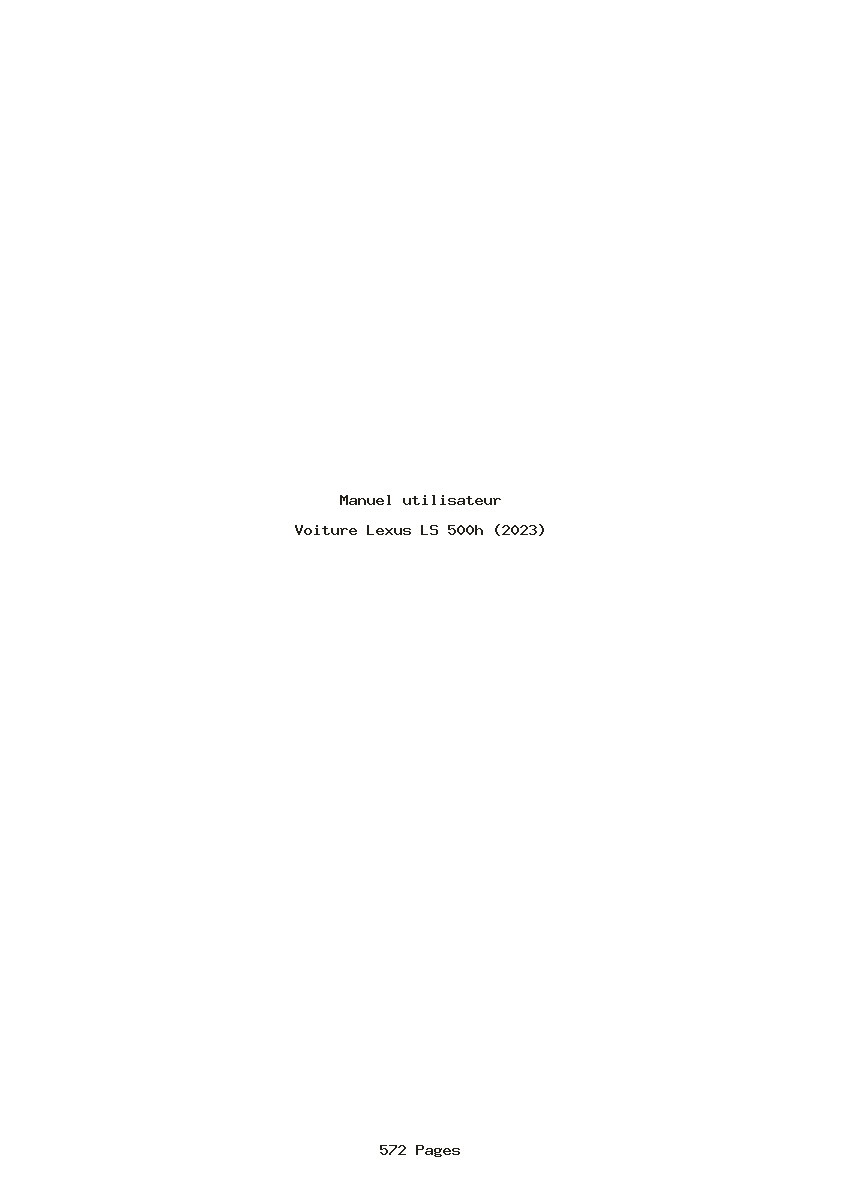 Page 1 de la notice Manuel utilisateur Lexus LS 500h (2023)