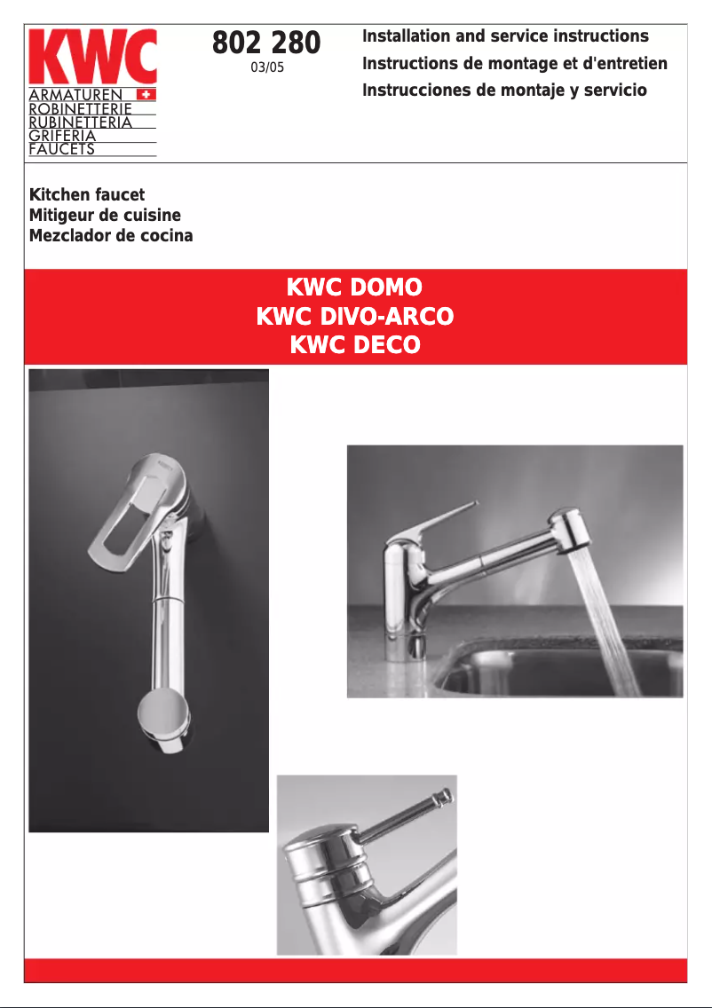 Page 1 de la notice Manuel utilisateur KWC Domo