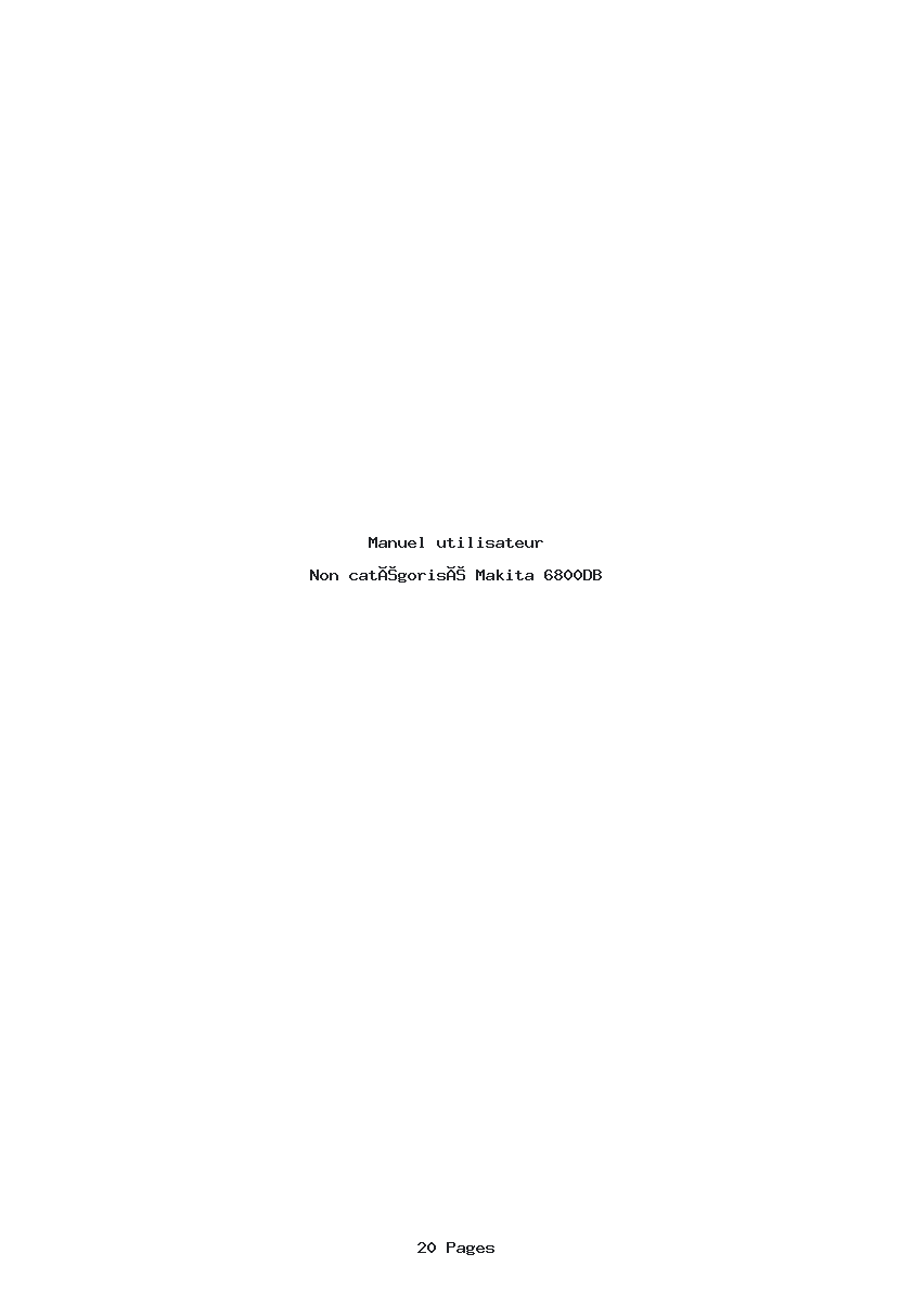 Page 1 de la notice Manuel utilisateur Makita 6800DB