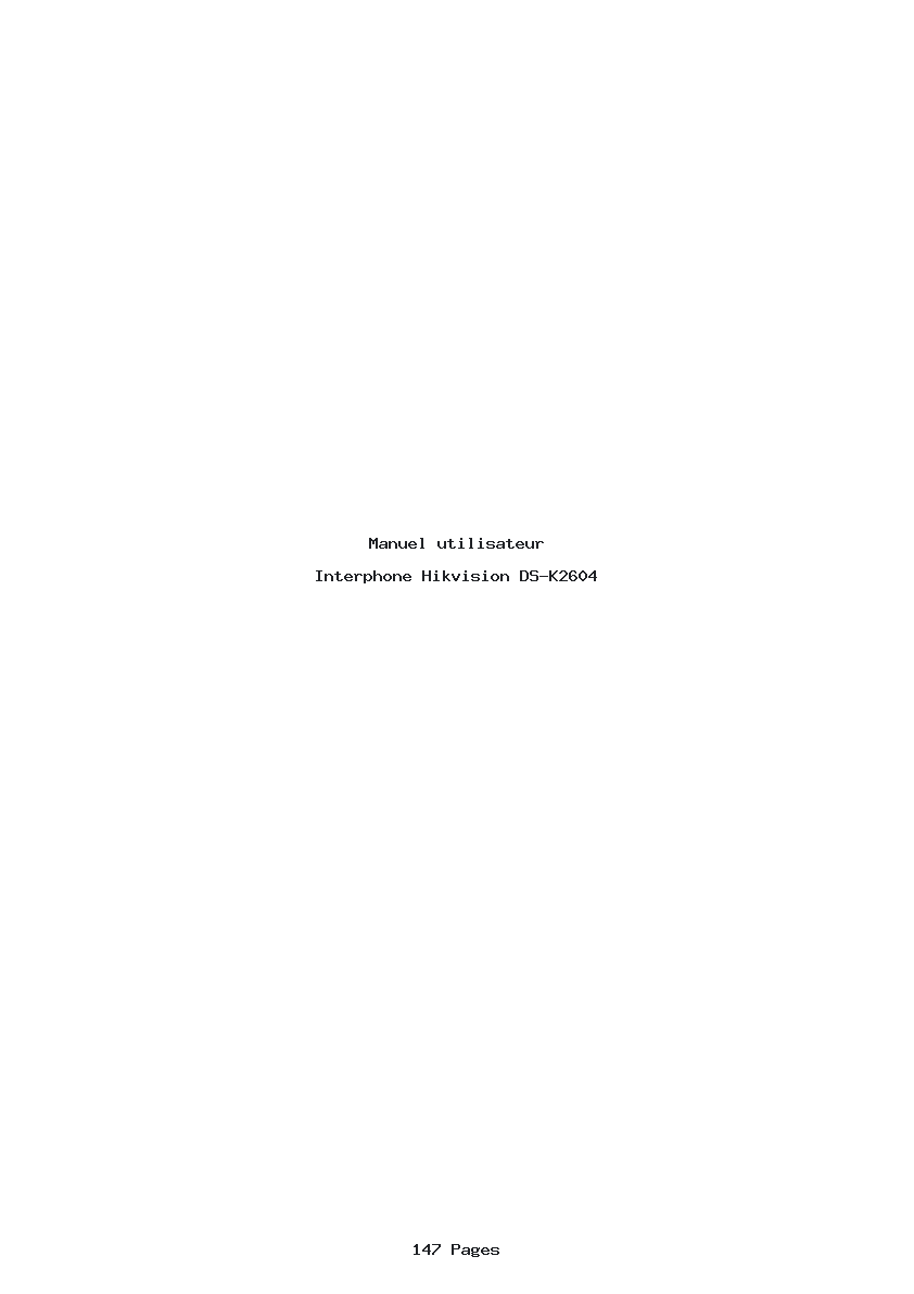 Page 1 de la notice Manuel utilisateur Hikvision DS-K2604