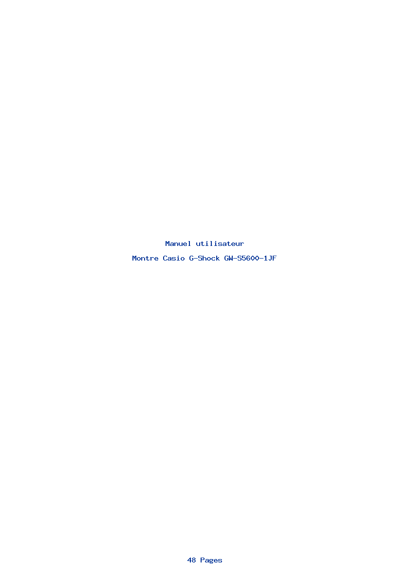Page 1 de la notice Manuel utilisateur Casio G-Shock GW-S5600-1JF