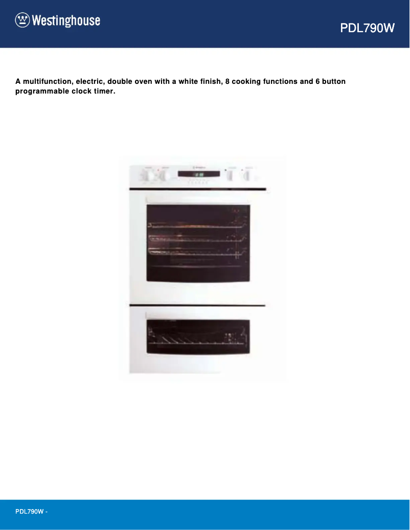 Page 1 de la notice Fiche technique Westinghouse PDL790W