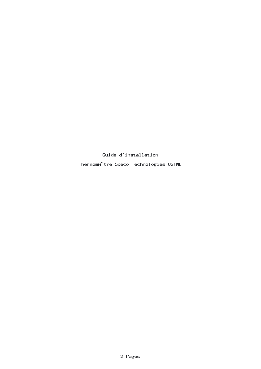 Page 1 de la notice Guide d'installation Speco Technologies O2TML