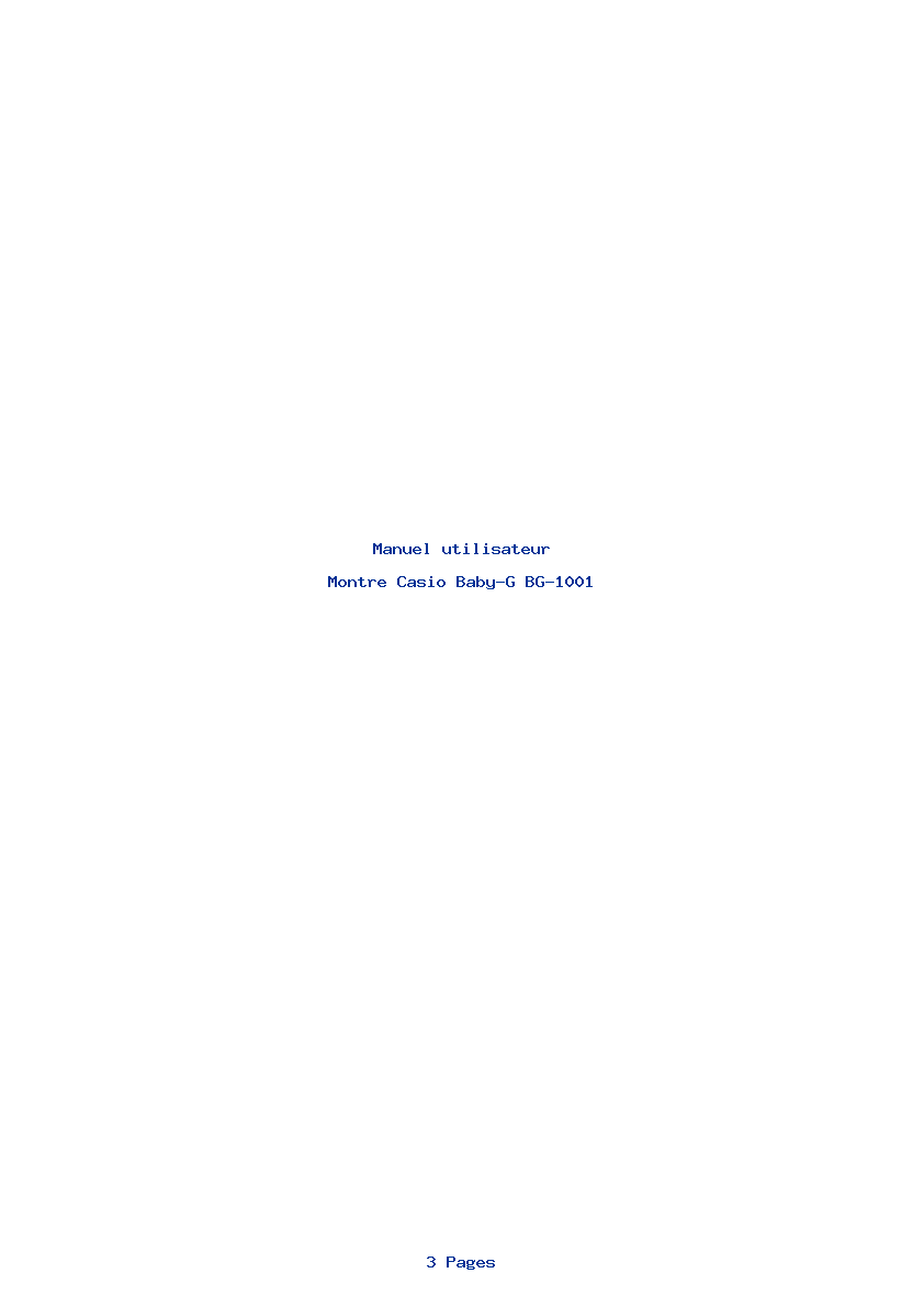 Page 1 de la notice Manuel utilisateur Casio Baby-G BG-1001
