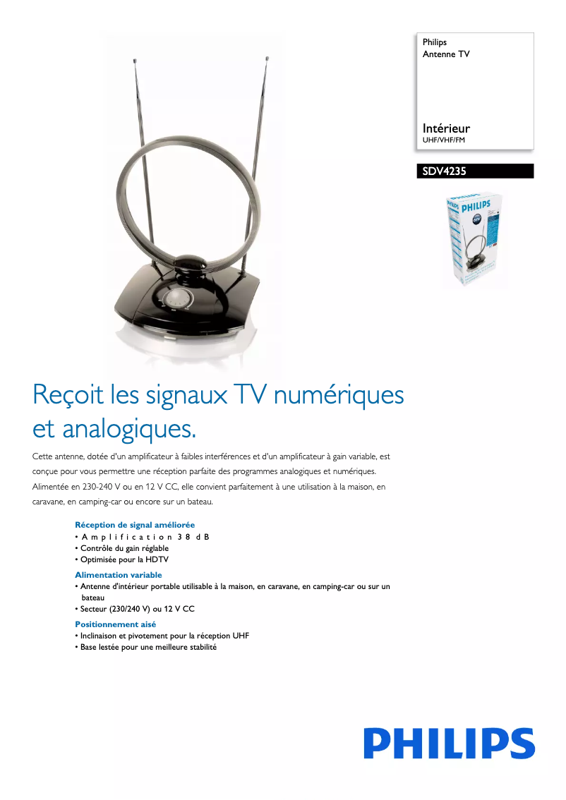 Página 1 del manual Ficha técnica Philips SDV4235